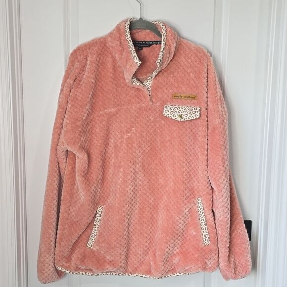 Simply Southern Peachy Pink Textured Soft Pullover Jacket - Size XL - Picture 2 of 16